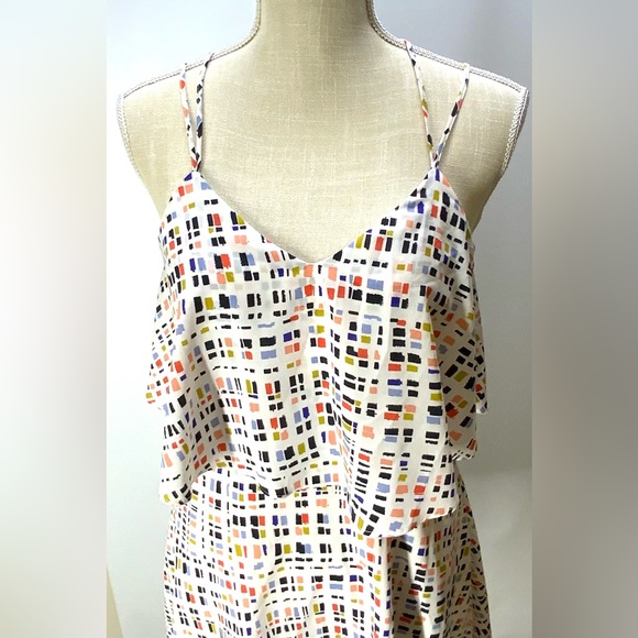 CeCe by Cynthia Steffe Strappy Summer Dress-White with Geometric Pattern-Size 0 - Picture 2 of 14